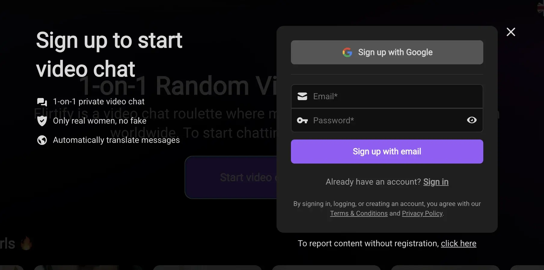 Minimal Sign-Up and No Profiles